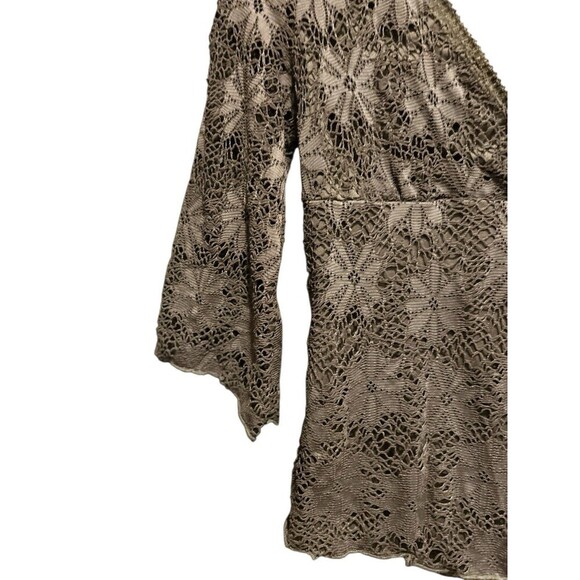 M.K.M Designs Vintage Blouse 90s Y2K Brown Crochet Fairy Cut Womens Size Medium - Picture 5 of 7